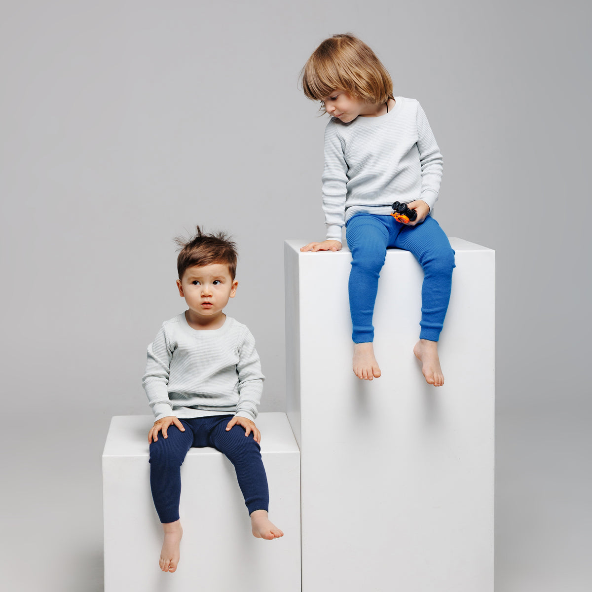 Collants sans pieds à bretelles - Bleu Français