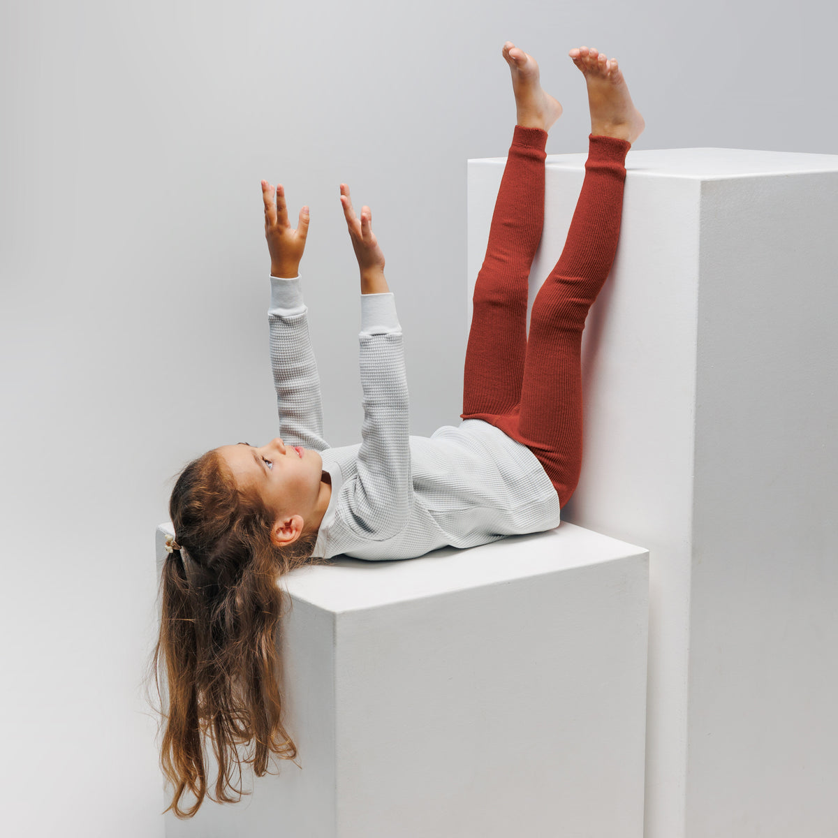 Collants sans pieds à bretelles - Rouge Brique