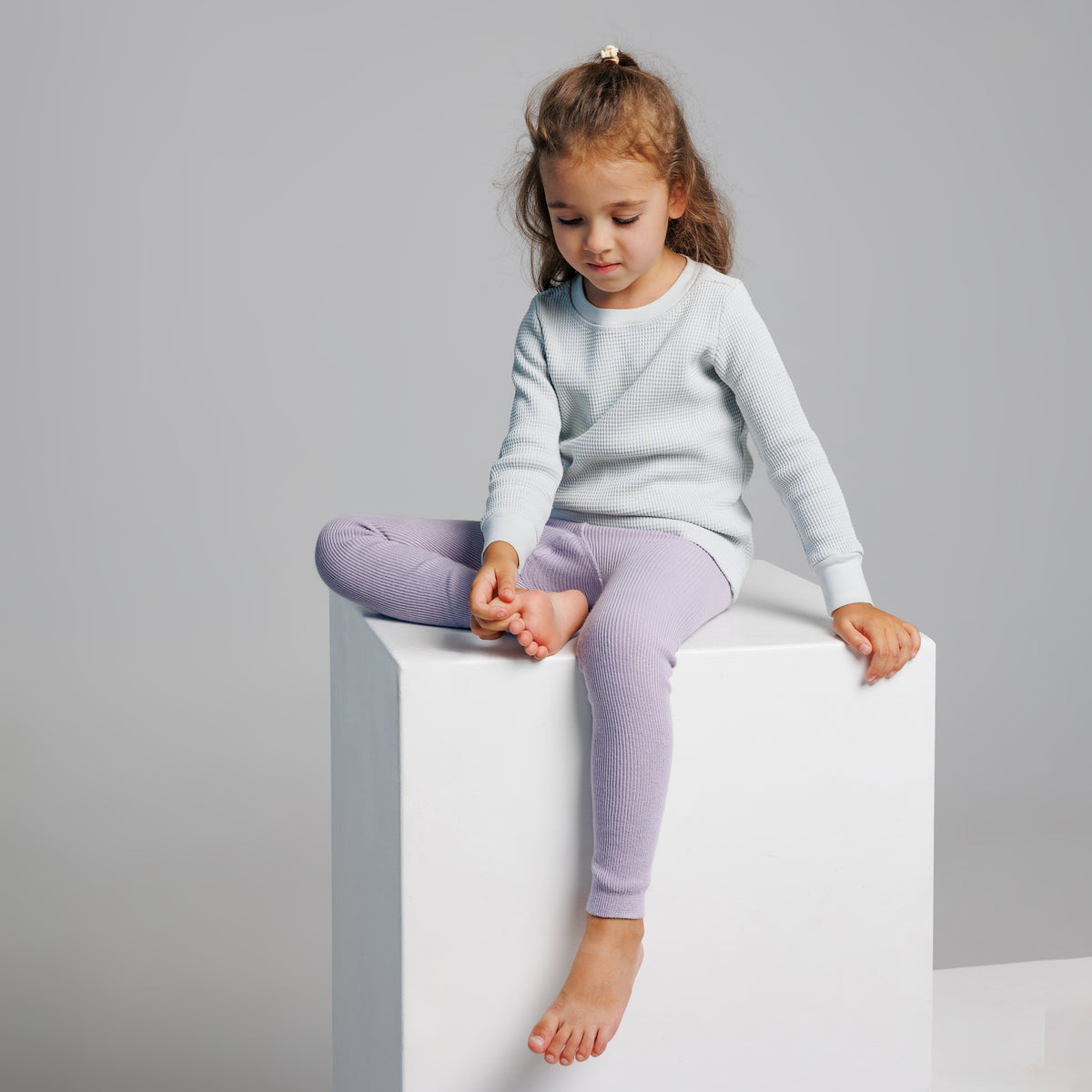 Collants sans pieds à bretelles - Violet pastel