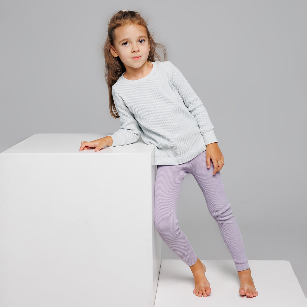 Collants sans pieds à bretelles - Violet pastel