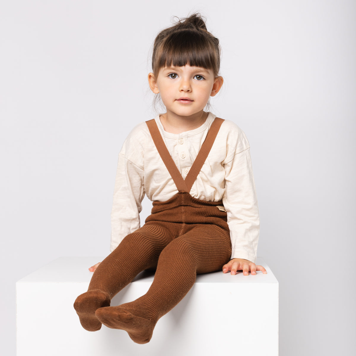 Collants à bretelles – Noisette (mélange laine de baby alpaga)