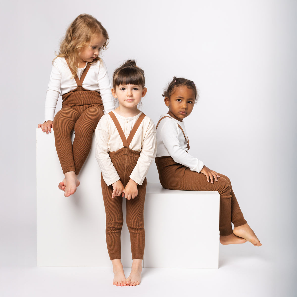 Collants sans pieds à bretelles - Noisette (mélange laine de baby alpaga)