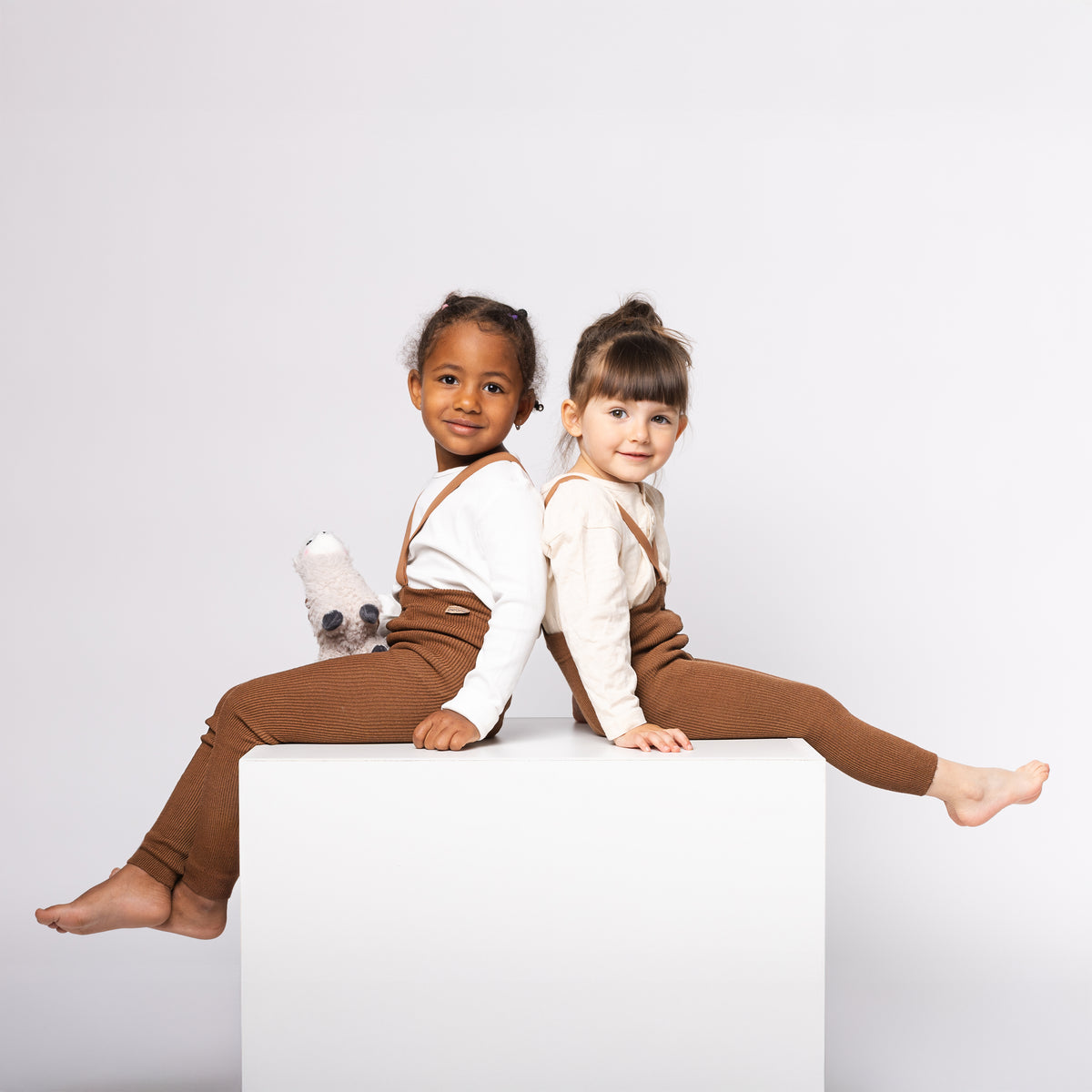 Collants sans pieds à bretelles - Noisette (mélange laine de baby alpaga)