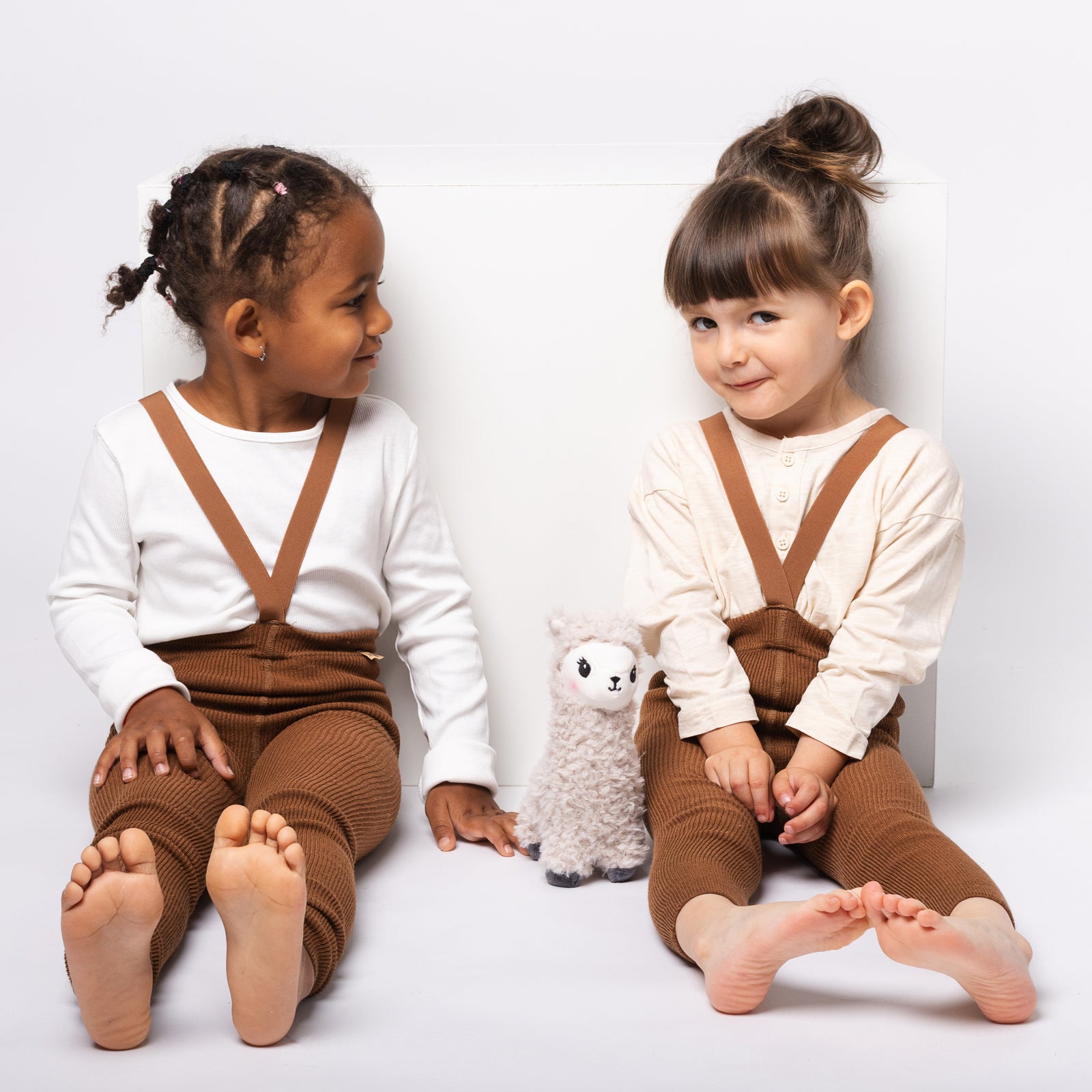 Collants sans pieds à bretelles - Noisette (mélange laine de baby alpaga)