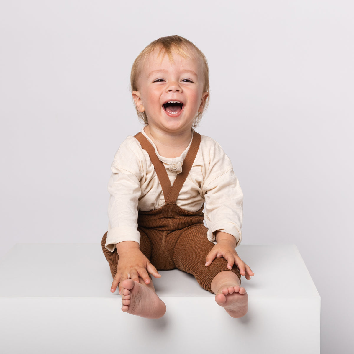 Collants sans pieds à bretelles - Noisette (mélange laine de baby alpaga)