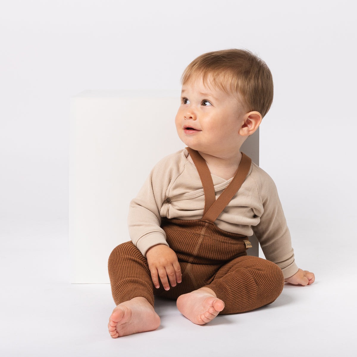 Collants sans pieds à bretelles - Noisette (mélange laine de baby alpaga)