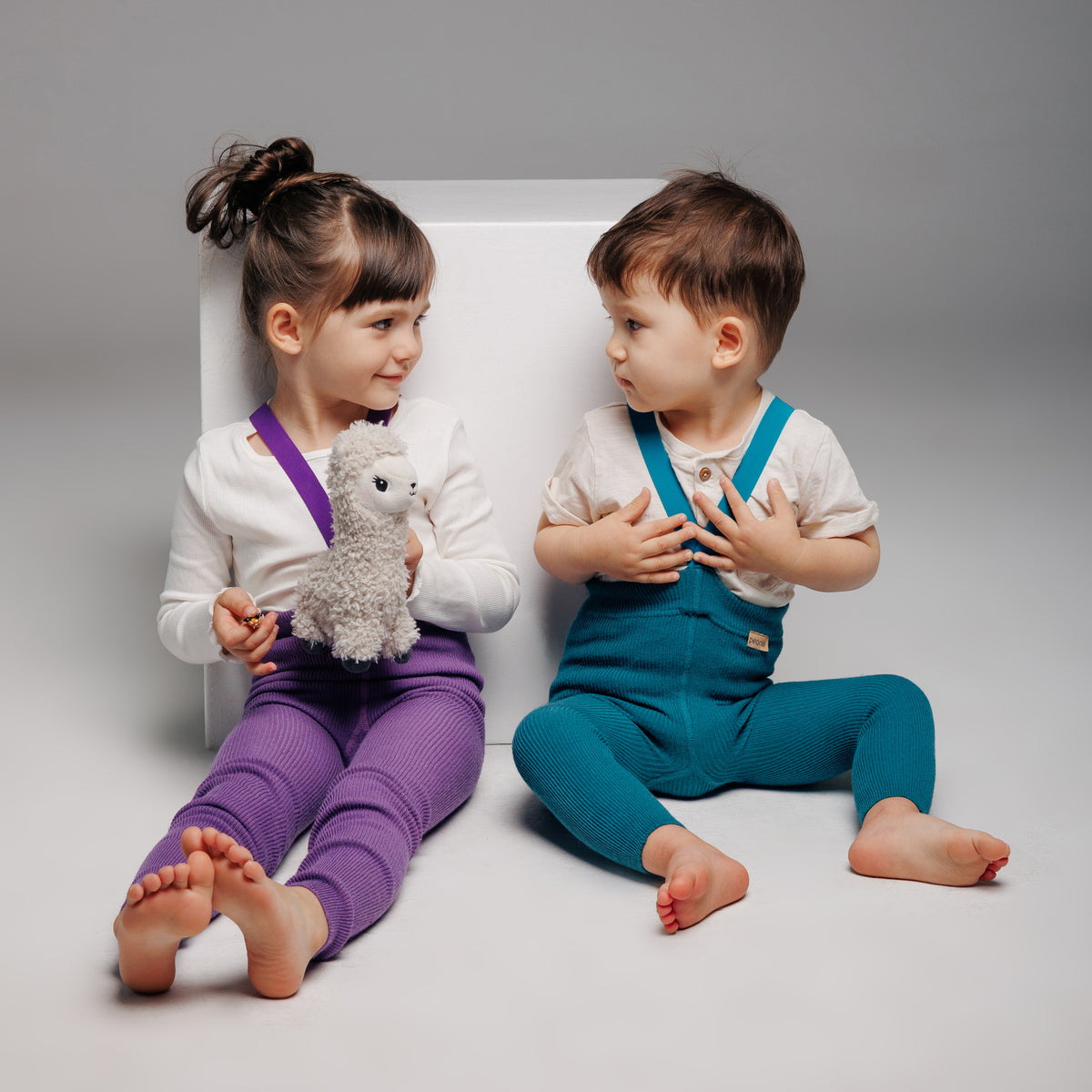 Collants sans pieds à bretelles - Noisette (mélange laine de baby alpaga)