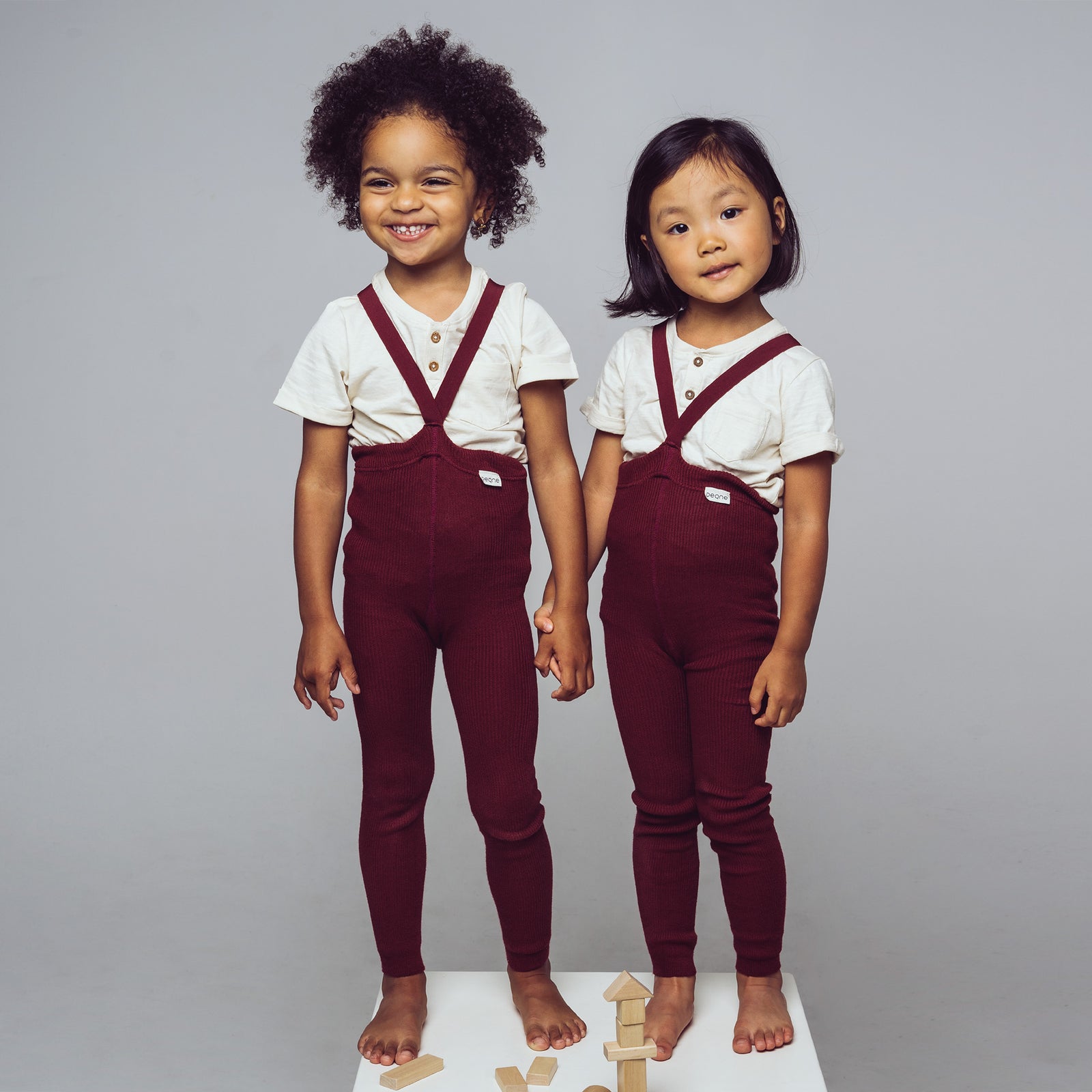 Collants sans pieds à bretelles - Bourgogne cerise