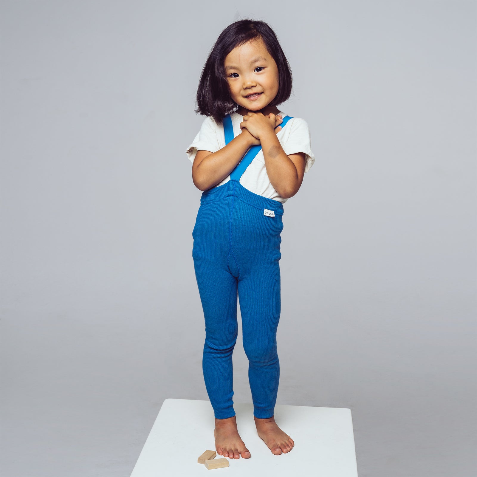 Collants sans pieds à bretelles - Bleu Français