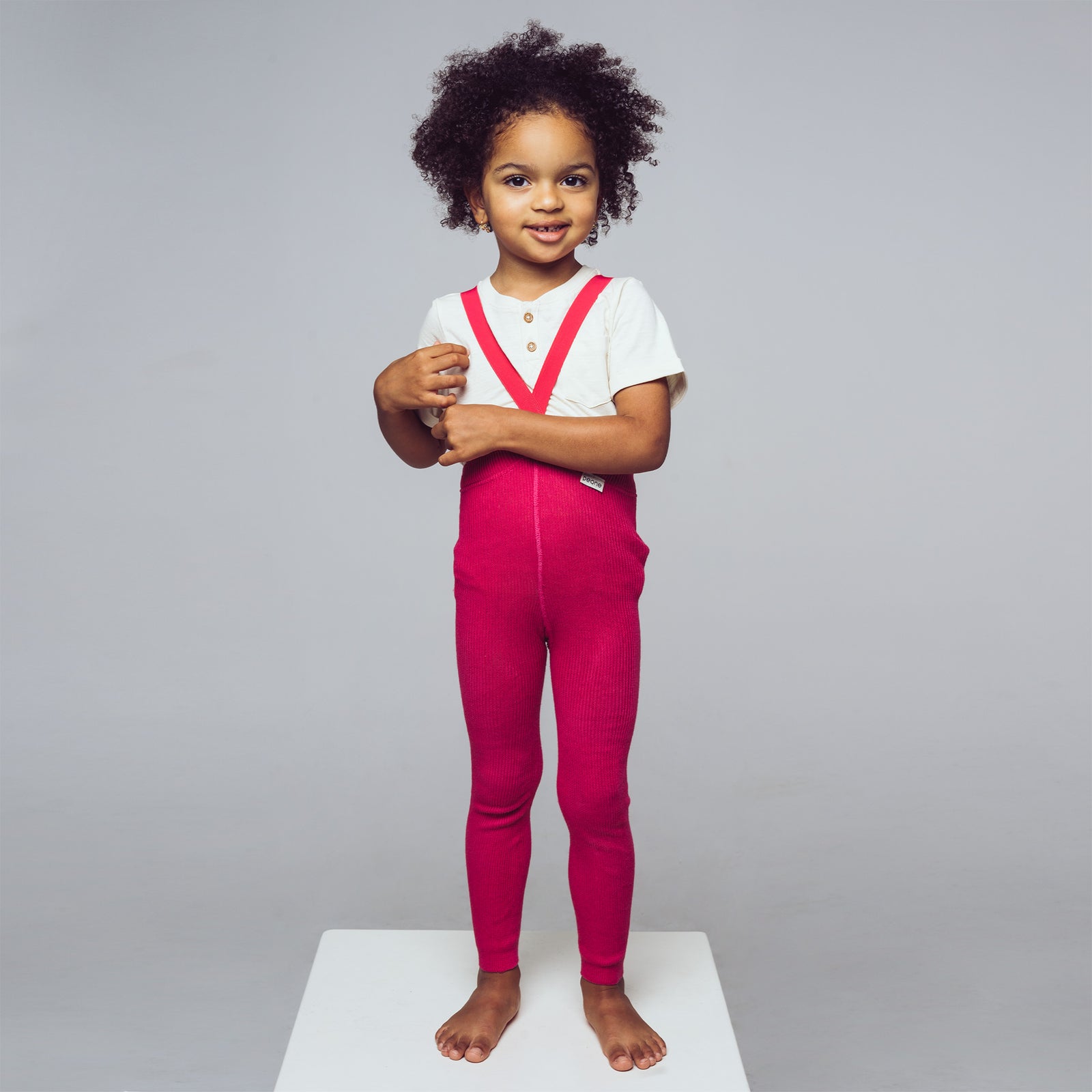 Collants sans pieds à bretelles - Magenta