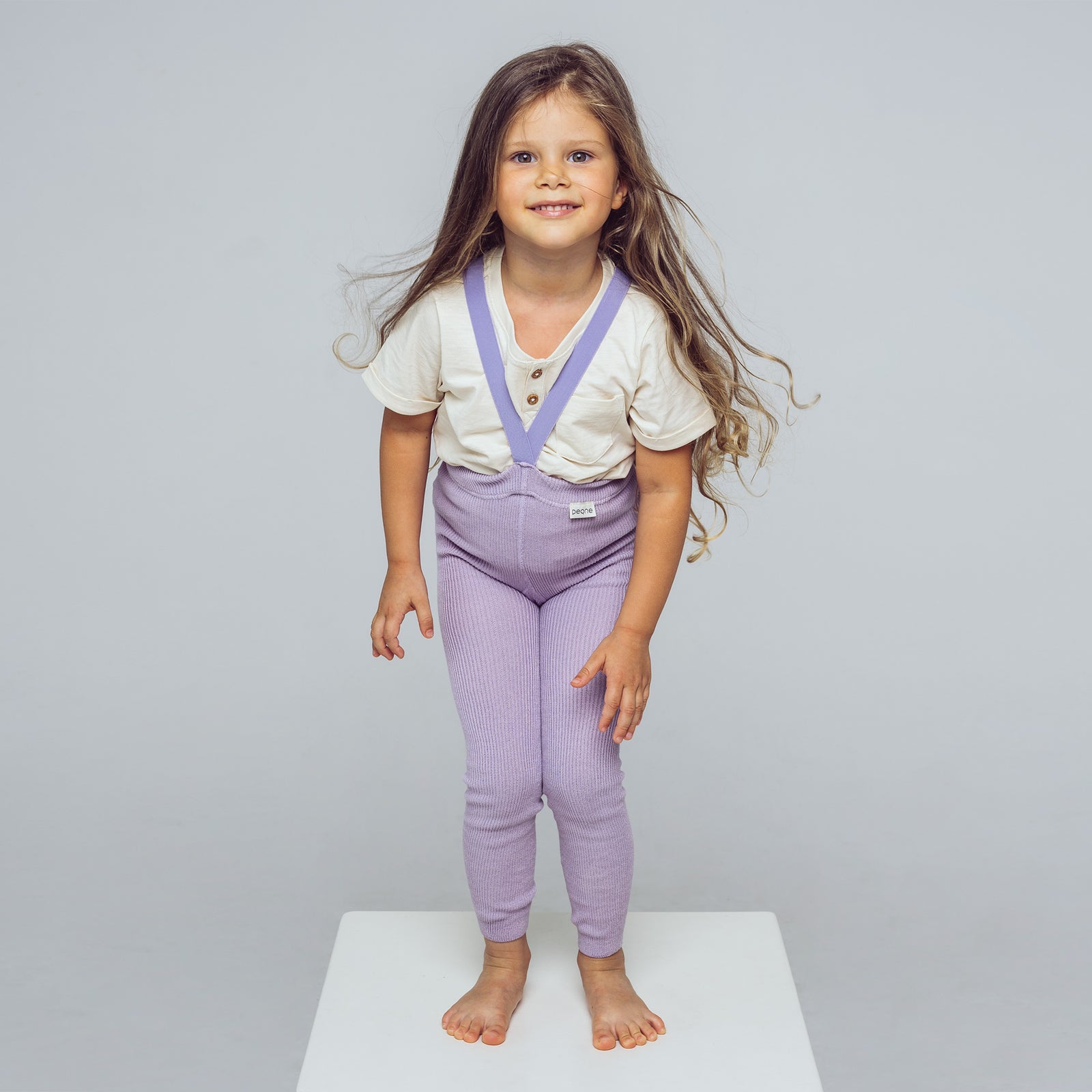 Collants sans pieds à bretelles - Violet pastel